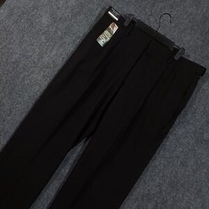 Haggar Premium Comfort Dress Pants Mens 38x30 Black Classic Fit Pleated Stretch
